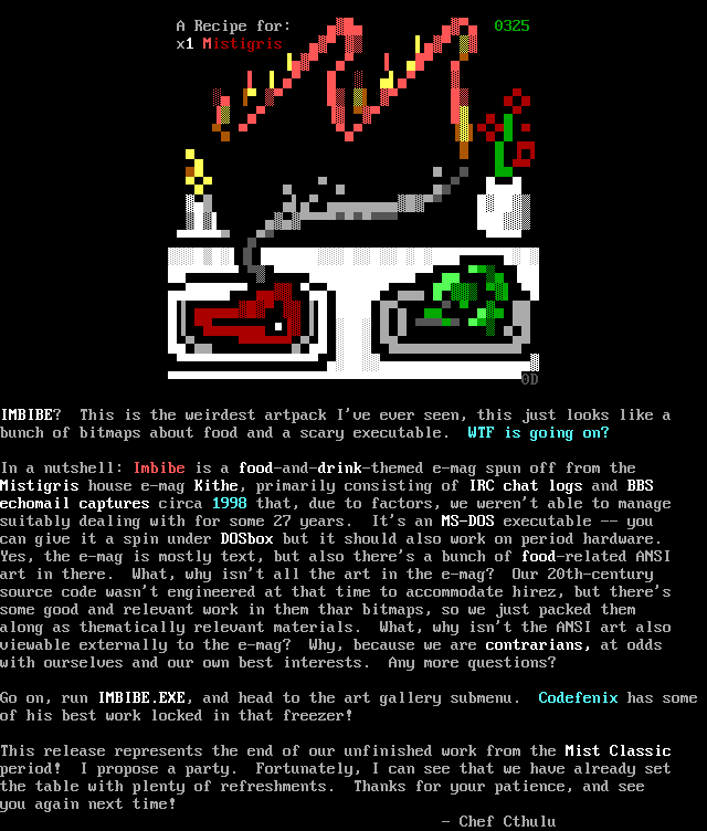 imbibe01 INFOFILE by Odd / Cthulu