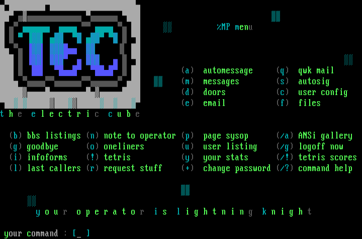 the electric cube main menu by lightning knight