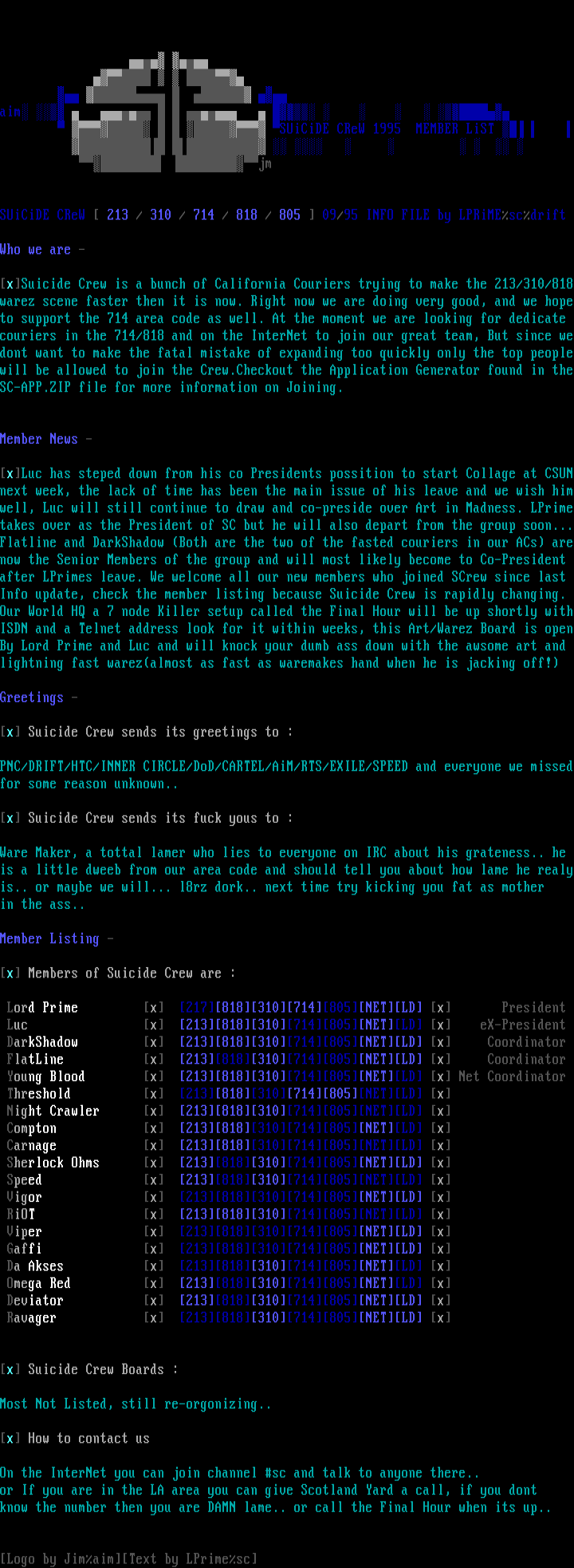 Suicide Crew Info File by LPrime