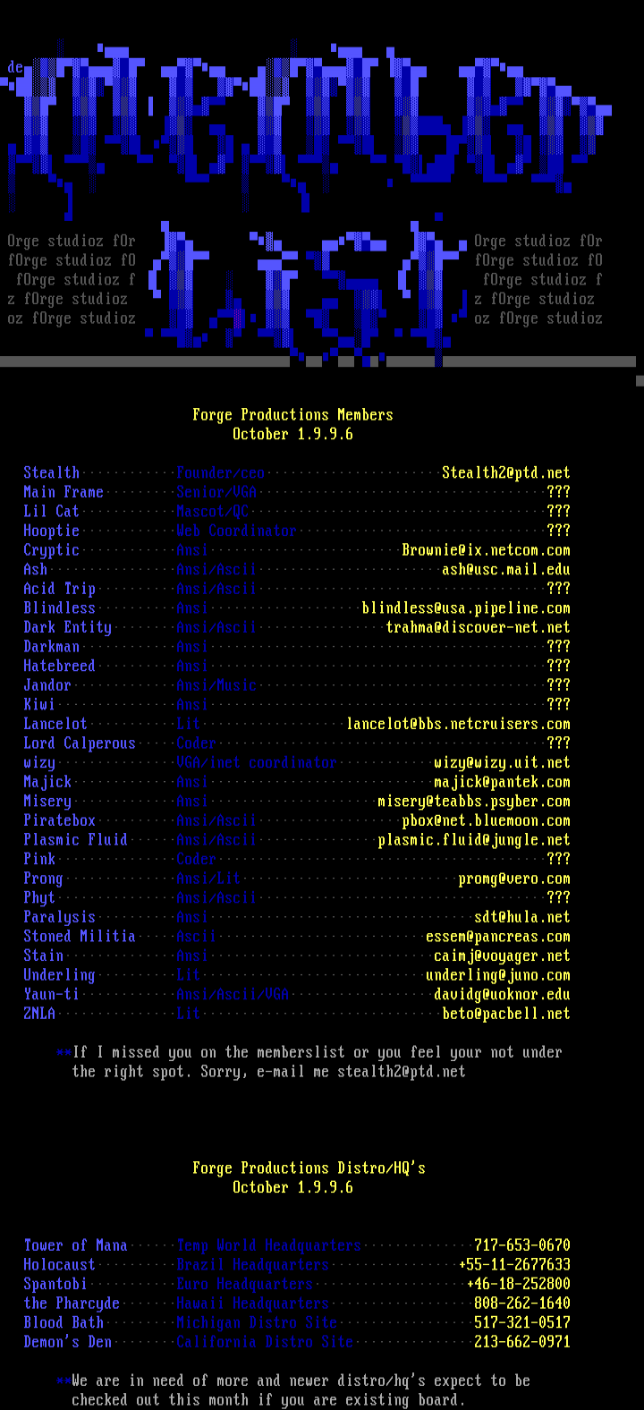 Memberslist 10/96 by st/de