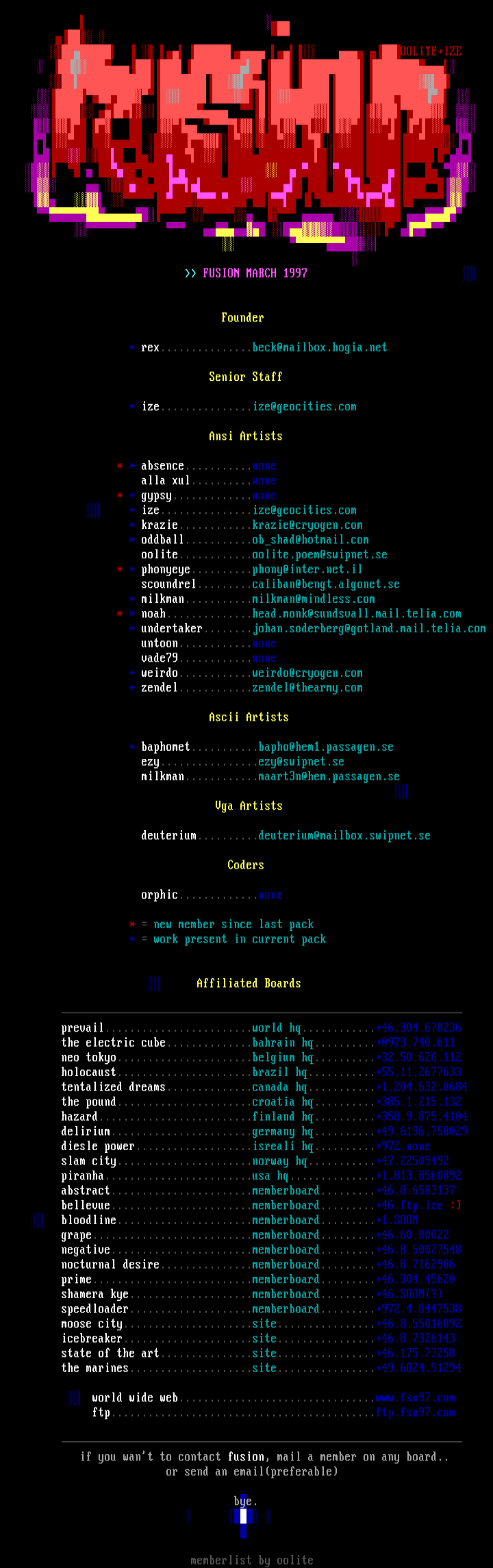 fusion member/site list 0497 by oolite