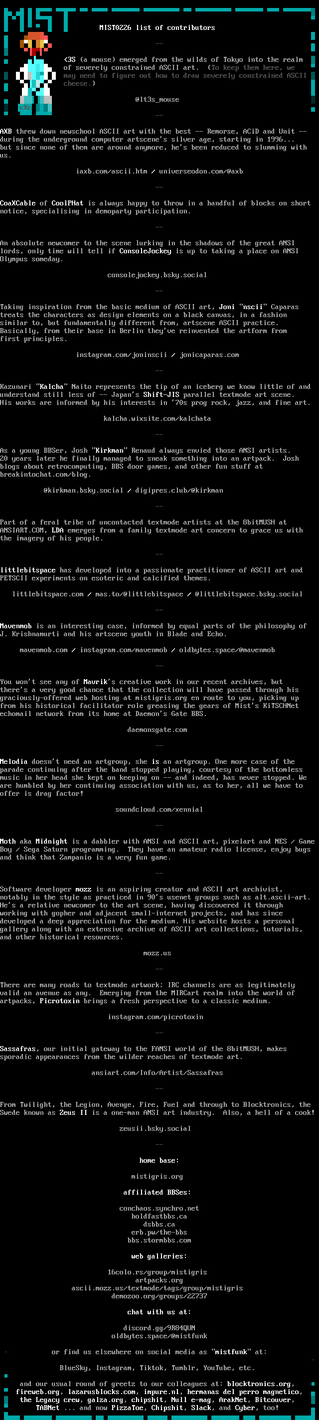 MIST0226 list of contributors by Cthulu
