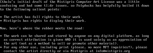 Mistigris Computer Art License by Cthulu and Polyducks