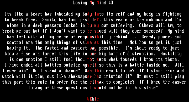 Losing My Mind #3 by WEble