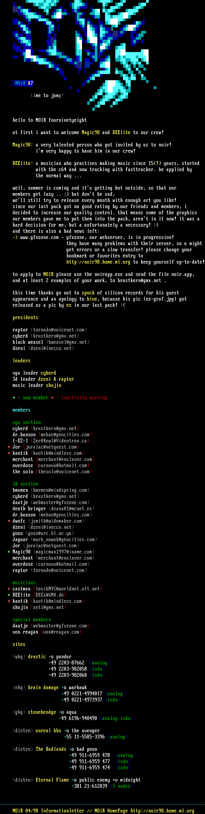 NOiR INFORMATION FILE by NOiR 1998