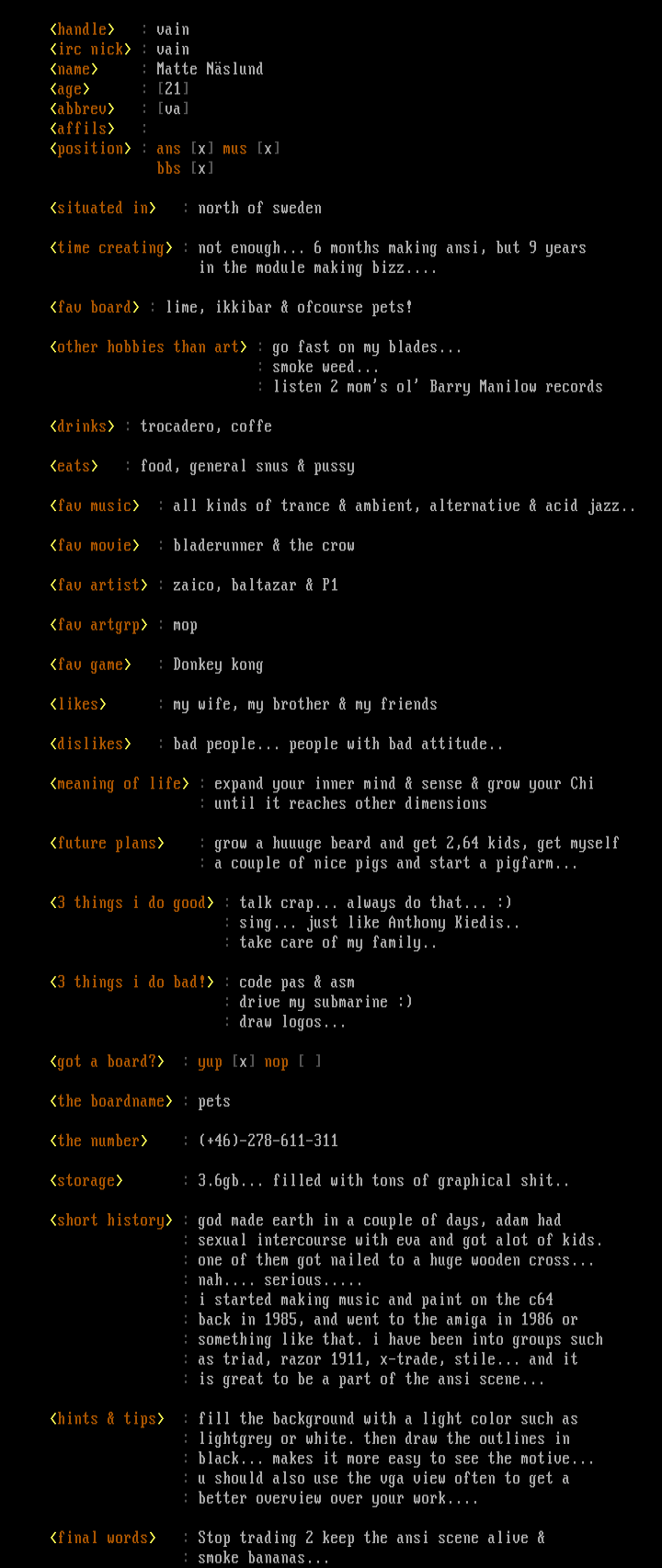 Some Info About Me by Vain