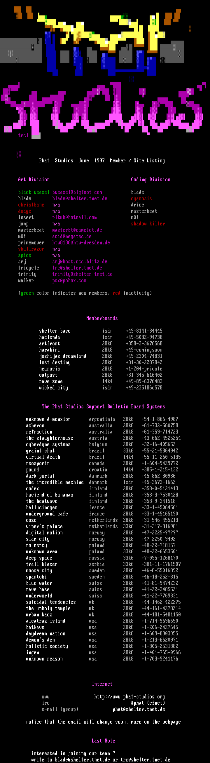 Phat InfoSheet - June 1997 by Phat Seniors