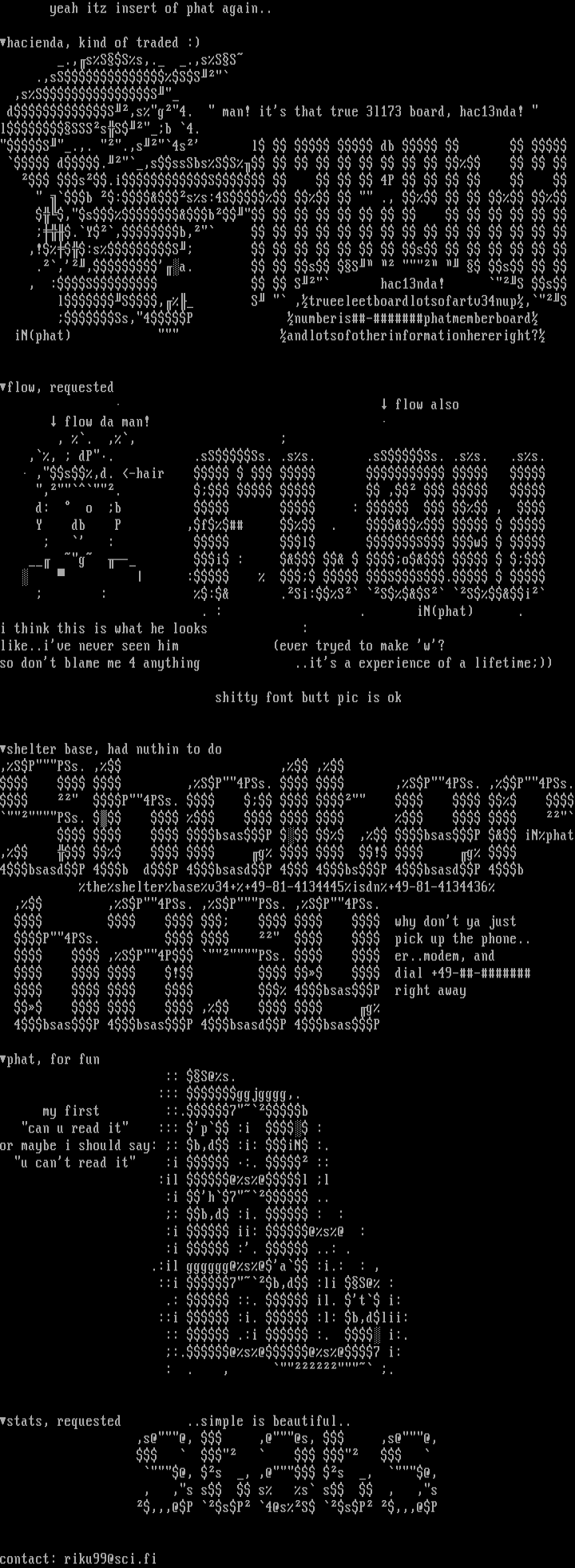 ascii cluster #ii 1296 by insert
