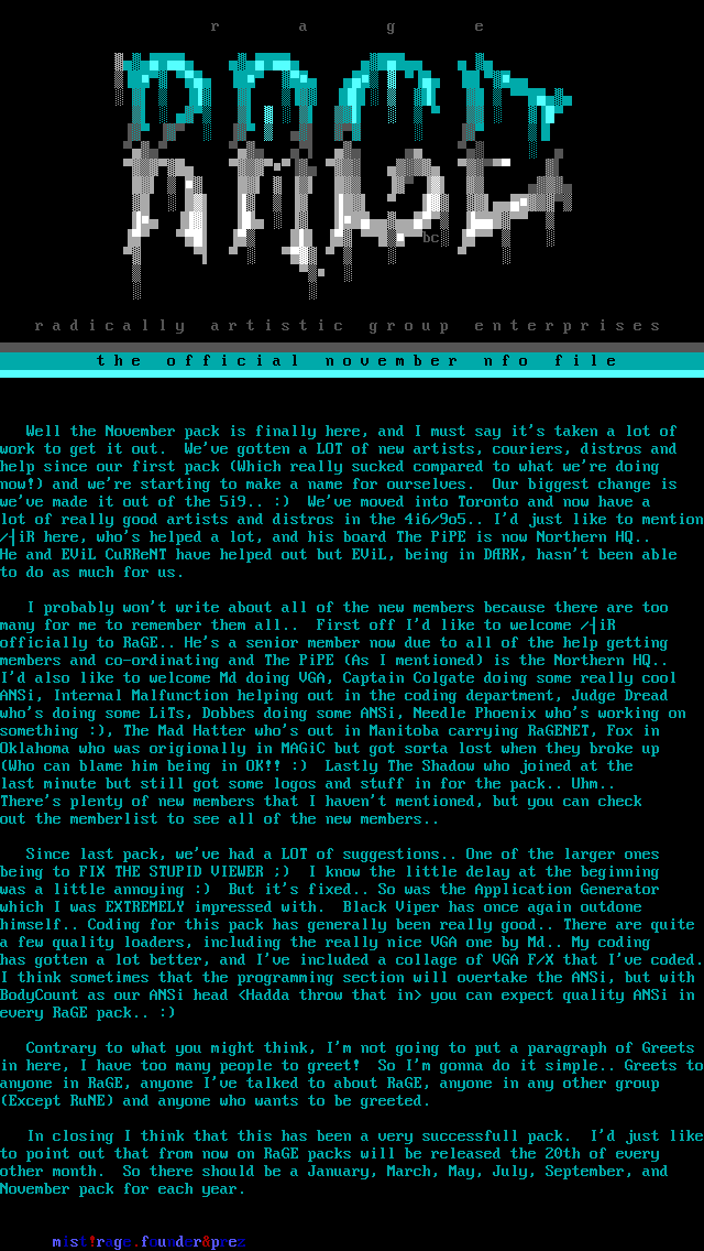 RaGE November '94 Info Update by MiST