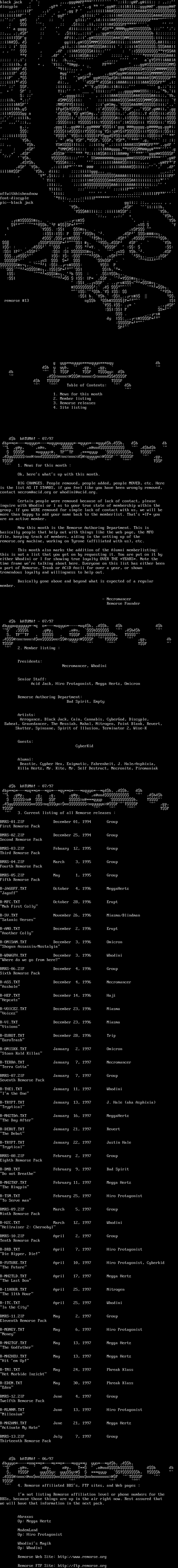 R E M O R S E J U L Y '9 7 by Senior Staff