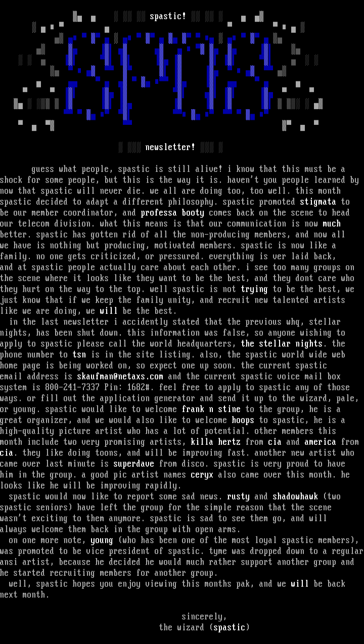 0995 newsletter by spastic