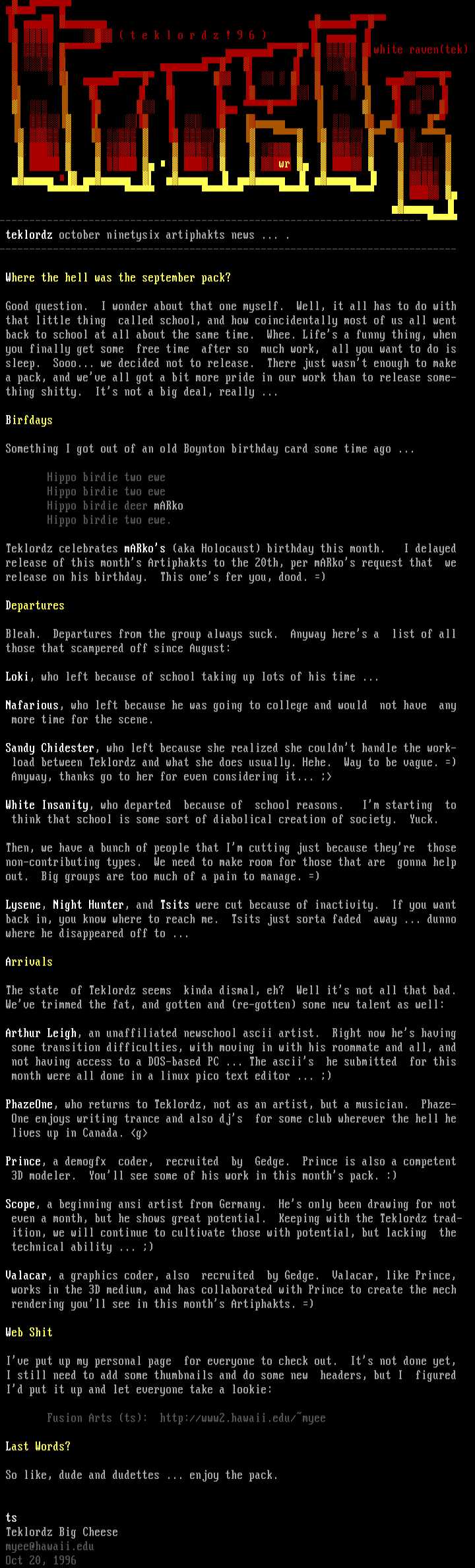 1096 Teklordz News by TL Senior Staff