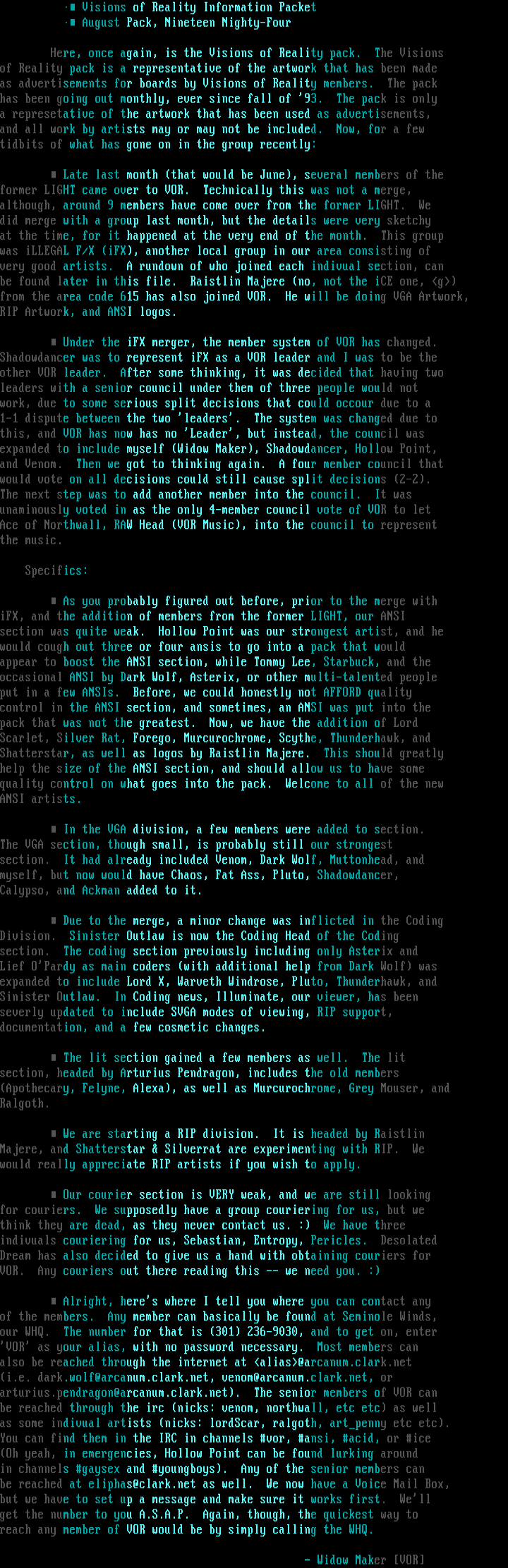 Information Packet by VOR