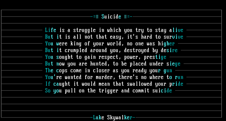 Suicide by Luke Skywalker